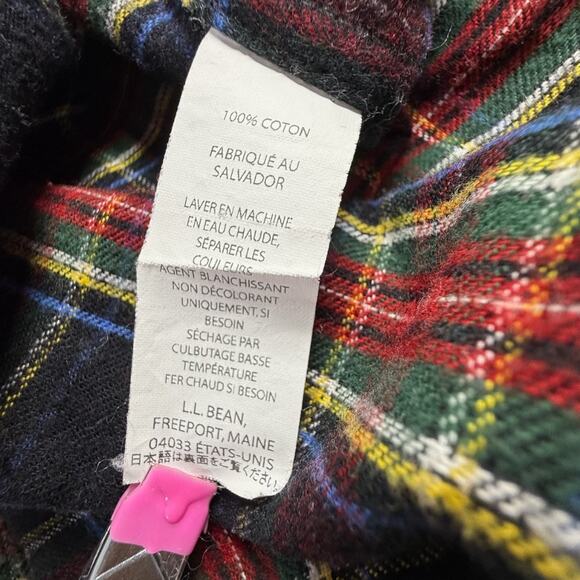 LL Bean Scotch Plaid Flannel Button Down Shirt Mens L Red Black Tartan Cabincore - Picture 6 of 8